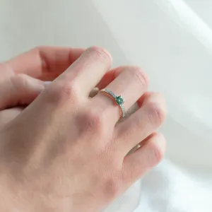 Gold teal moissanite ring with side moissanites CAPRI Thumbnail