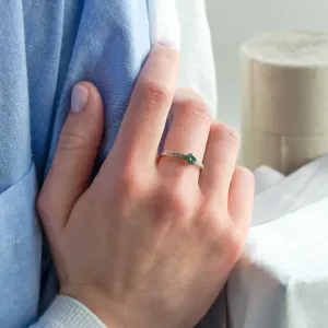 Gold teal moissanite ring with side moissanites CAPRI Thumbnail