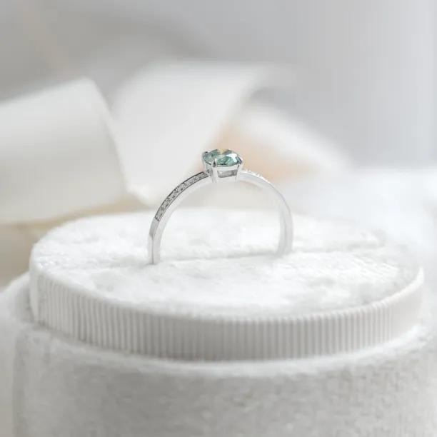 Gold teal moissanite ring with side moissanites CAPRI Image