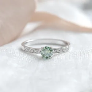 Gold teal moissanite ring with side moissanites CAPRI Thumbnail
