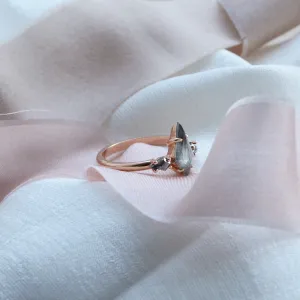 Engagement ring with kite salt and pepper diamonds QUEST