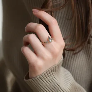 Engagement ring with kite salt and pepper diamonds QUEST