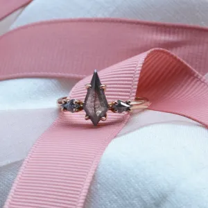 Engagement ring with kite salt and pepper diamonds QUEST