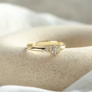 Angled view highlighting the pavé moissanite setting on the BOOGIE gold ring