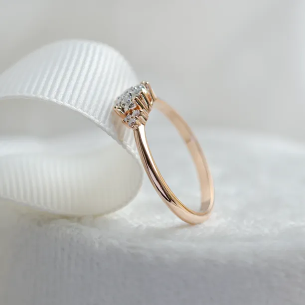 Close-up side detail of the pavé moissanite setting on the BOOGIE ring