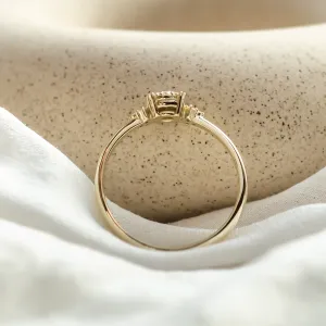 BOOGIE gold engagement ring with pavé moissanites, close-up of the setting