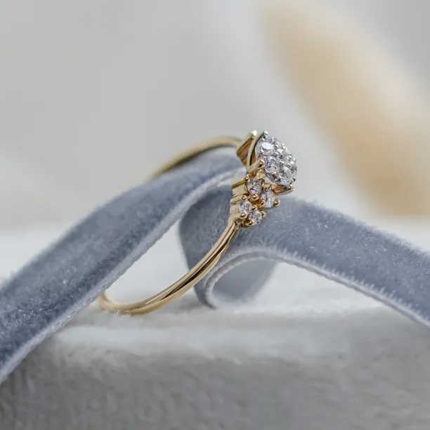 Side close-up of the BOWIE engagement ring setting with moissanites