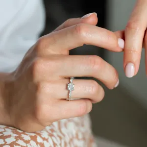 Luxury engagement ring with cushion lab grown diamond and side diamonds GEOFFREY Thumbnail