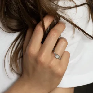 Luxury engagement ring with cushion lab grown diamond and side diamonds GEOFFREY Thumbnail