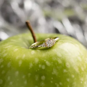 Gold engagement ring with pavé diamonds BIRDIE Thumbnail