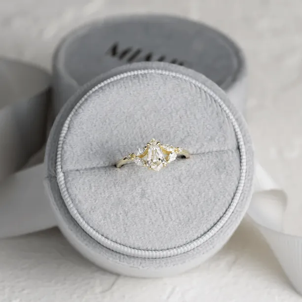 Full view of the vintage-style lab grown diamond ring NILIA