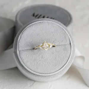 Full view of the vintage-style lab grown diamond ring NILIA