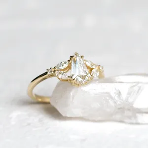 Side view of the vintage-style lab grown diamond ring NILIA