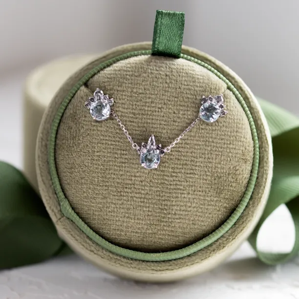 BELLASIN aquamarine and salt and pepper diamond necklace and earrings set