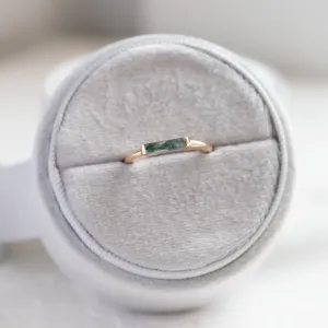 Top view of the CATHIE gold ring with baguette-cut moss agate