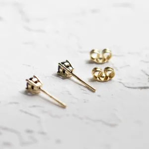 Back view of black diamond stud earrings showing the posts and butterfly backs