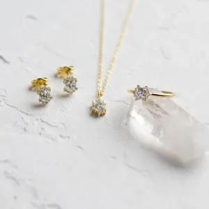 Angled view of the AMORIS lab-grown diamond jewellery set