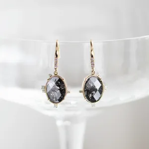 Pair of MARIBEL vintage earrings with salt and pepper diamonds