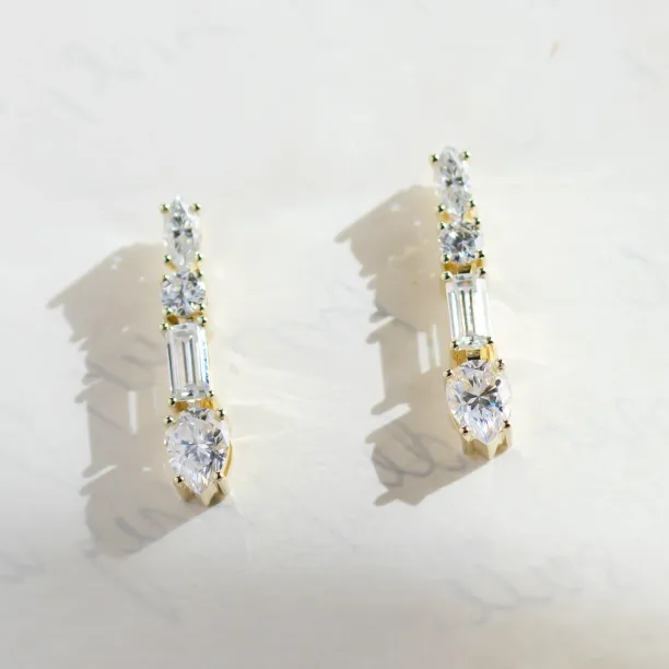 MARINA dangle earrings with certified moissanites in multiple shapes