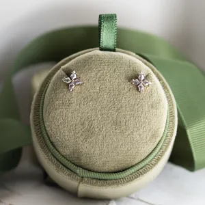 Pair of FLORIS salt and pepper diamond gold earrings