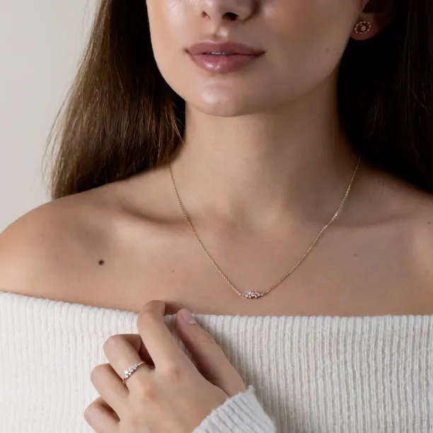 KLAREEN lab-grown diamond cluster necklace worn on the neck