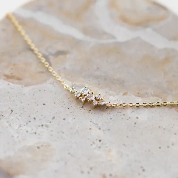 Detailed view of the lab-grown diamond cluster on KLAREEN necklace