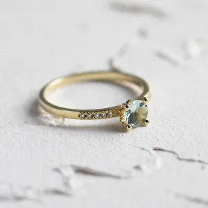 Elegantní zlatý prsten s akvamarínem a diamanty ELYSIA Thumbnail