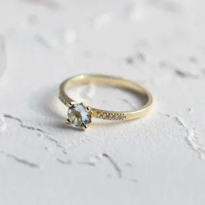 Elegantní zlatý prsten s akvamarínem a diamanty ELYSIA Thumbnail