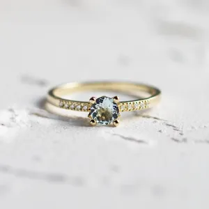 Elegantní zlatý prsten s akvamarínem a diamanty ELYSIA Thumbnail