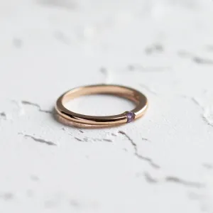 Angled close-up of the HAIMEE lavender sapphire ring
