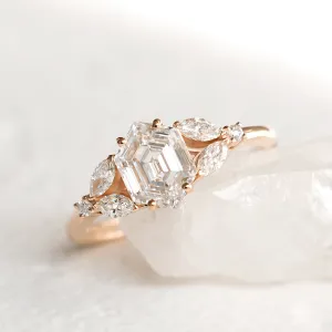 Angled close-up of the CAIRA engagement ring with lab-grown diamonds