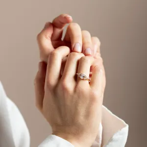 CAIRA engagement ring with lab-grown diamonds worn on the hand