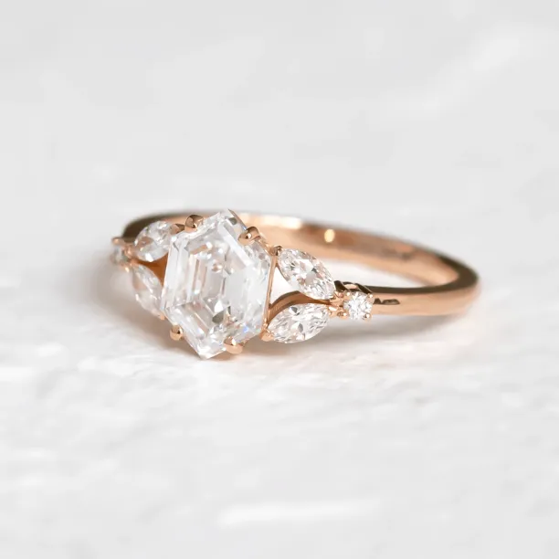 Side detail of the CAIRA engagement ring with lab-grown diamonds