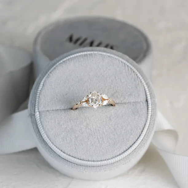 CAIRA engagement ring with lab-grown diamonds in a wider display view
