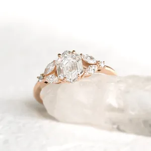 Angled view of the CAIRA engagement ring with lab-grown diamonds