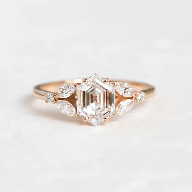 CAIRA engagement ring with lab-grown diamonds in a centered close-up