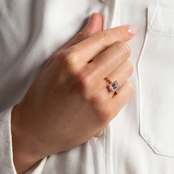 CELESTE lab-grown diamond engagement ring worn on a hand
