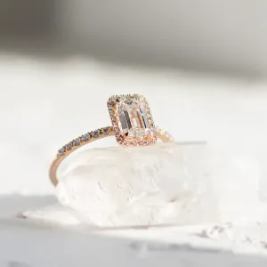 Elevated view of the CELESTE lab-grown diamond engagement ring