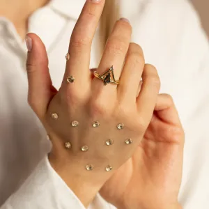 Set tří zlatých prstenů DIVINE s klasickými a salt and pepper diamanty na prstech
