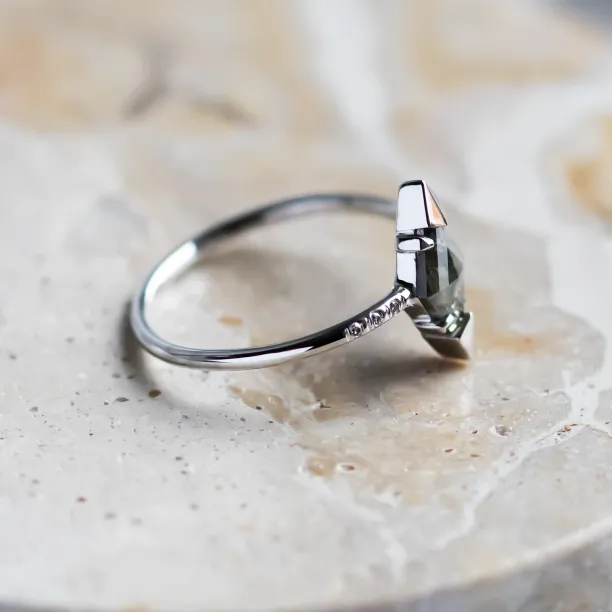 Angled view highlighting the band and setting of the KYLEEN engagement ring