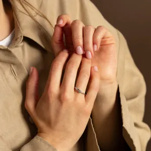 CLARION moss agate and diamond cluster ring worn on the hand