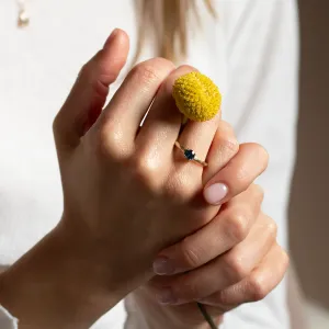 BLU engagement ring with a blue lab-grown diamond worn on the hand