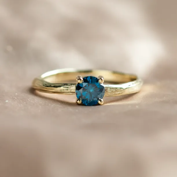 BLU nature-inspired engagement ring with a blue lab-grown diamond