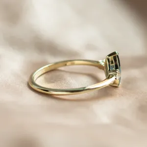 Underside view of the ADINA ring showing the back of its blue diamond