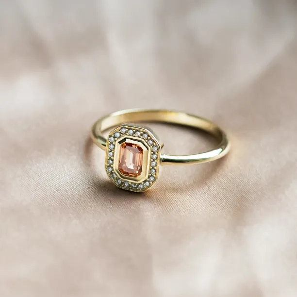 Art deco prsten s lab grown diamanty v růžové a bílé barvě MOANA Image