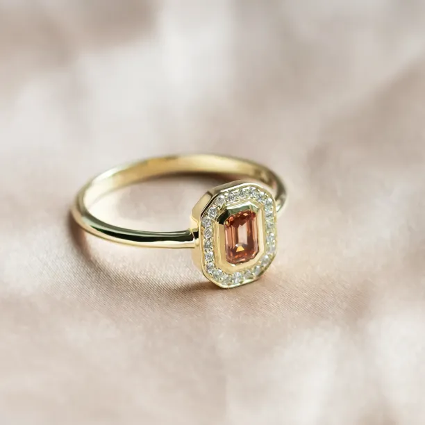 Art deco prsten s lab grown diamanty v růžové a bílé barvě MOANA Image