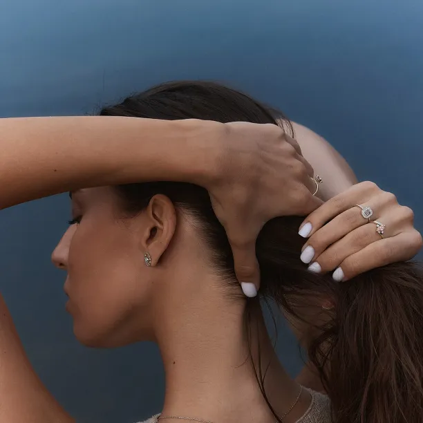 Art deco prsten s lab grown diamanty v růžové a bílé barvě MOANA Image