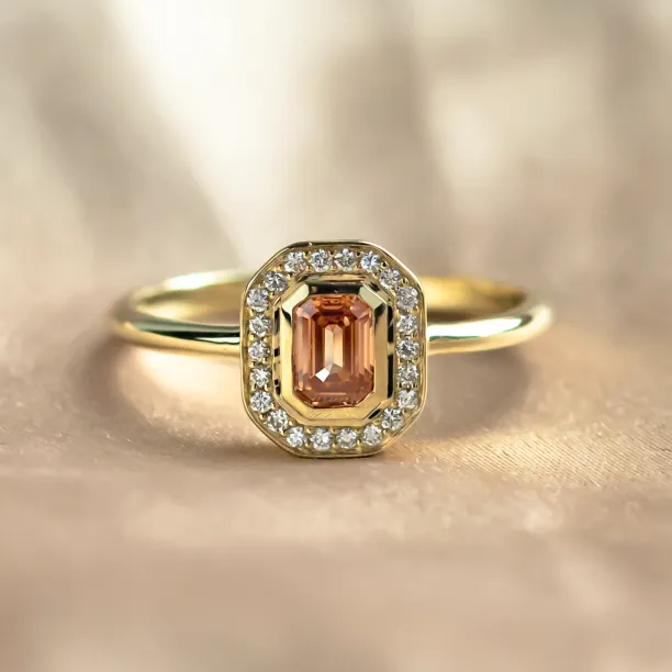Art deco prsten s lab grown diamanty v růžové a bílé barvě MOANA Image