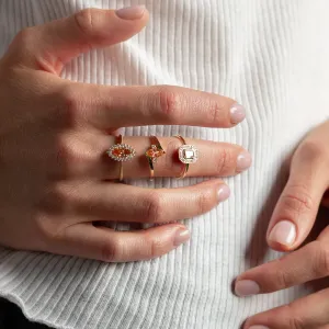 Elegantní zlatý prsten s oranžovým a bílými lab grown diamanty TIANA Thumbnail