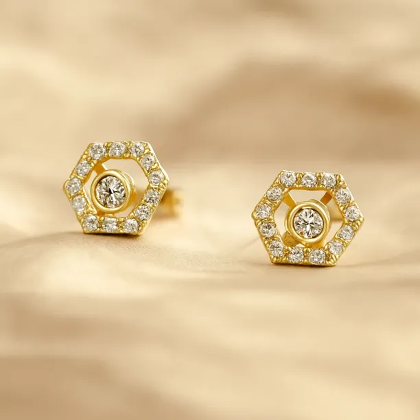 Náušnice KYLE s lab-grown diamanty ve žlutém zlatě a vyměnitelnými drahokamy